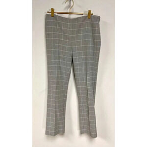 Cartonnier Windowpane Flat Front Straight Leg Trouser Pants Gray White Size 6